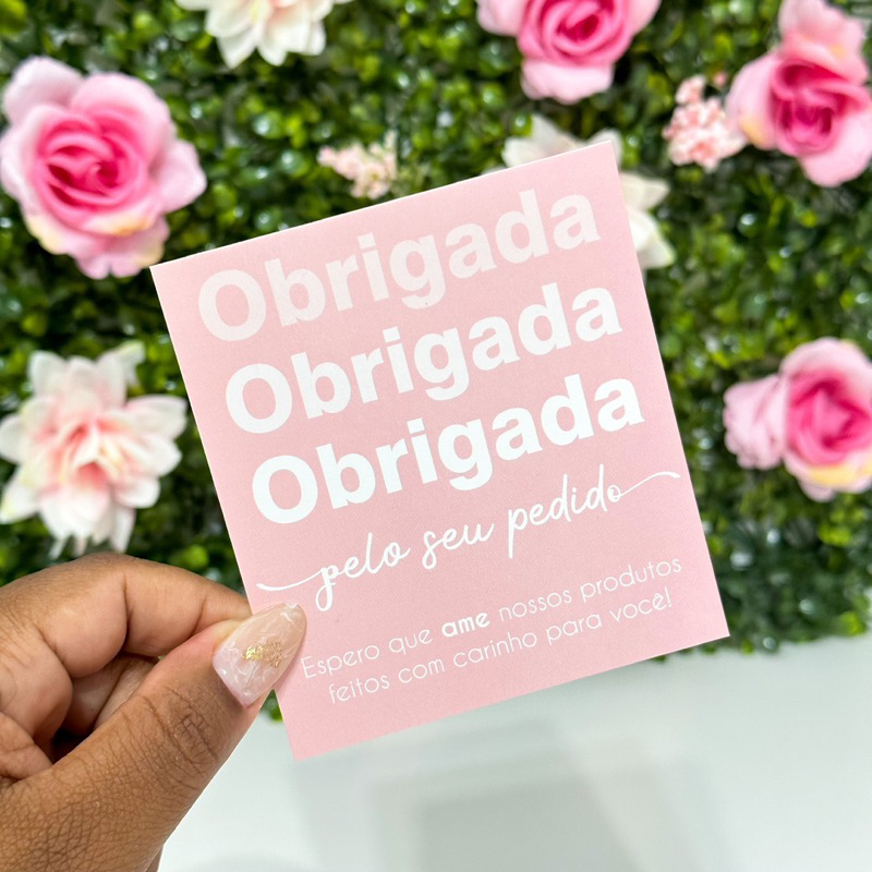 25/50 Cartões 9X10cm  - Obrigada pelo seu pedido em Oferta na Shopee