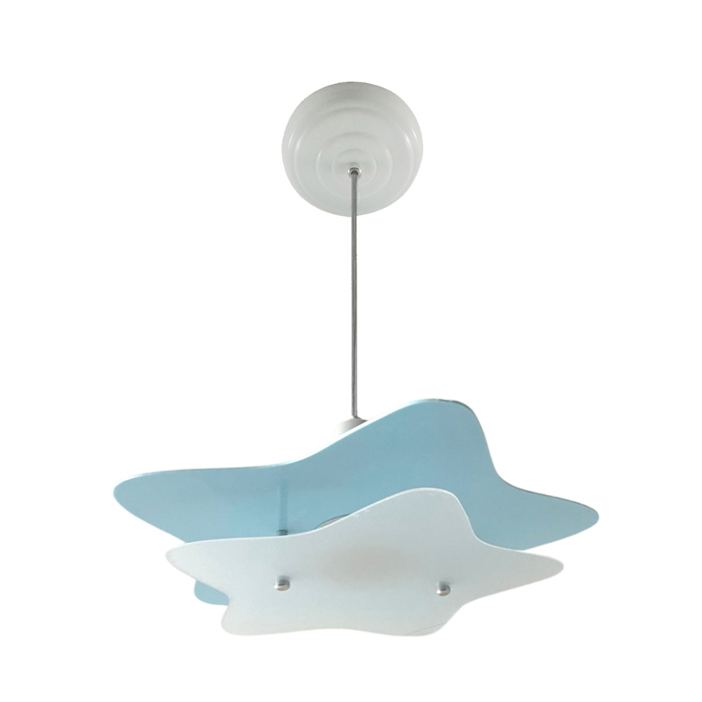 Lustre Infantil Estrela Quarto Menina Menino Nuvem Azul Bebê Criança Céu Lua Pendente Teto Luminária