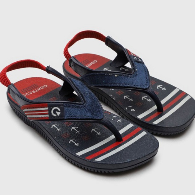 chinelo infantil Menino Cartago Baby chinelinho com elástico masculina bebê marinheiro em Oferta na Shopee