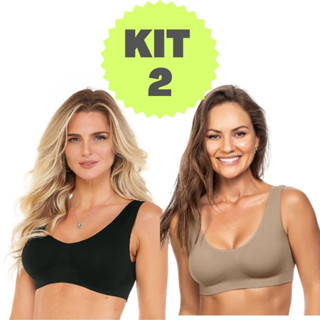 Kit 2 Sutia Feminino Adulto Top Basico Zee Rucci Sem Bojo Sem Aros Sem Costura Alças Largas Sutiã ZR0300-004