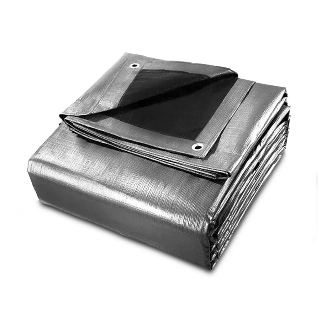 Lona Blackout Impermeável Multiuso 300 Micras Cinza Preto 6x3 Metros Em Polietileno Com Ilhós