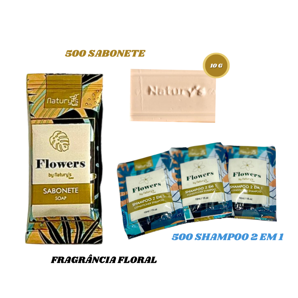 500 Sabonete 10g E 500 Shampoo 2 Em 1 Floral Motel Hotel Spa