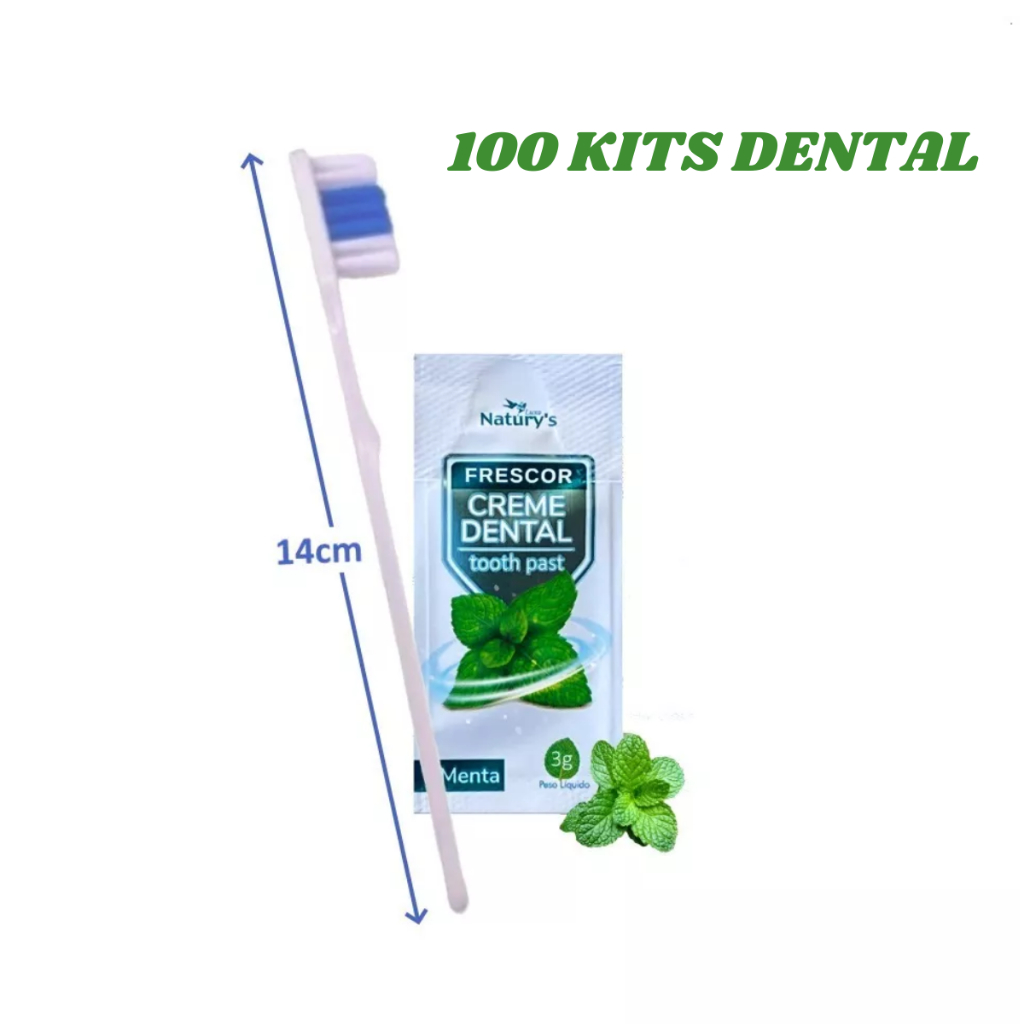 Kit 100 Escova Dente E Creme Dental 4gr Hotel Motel Doação