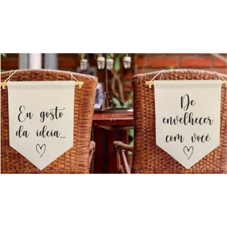 kit com 2 flamulas decorativas para casamento eu gosto da ideia de envelhecer