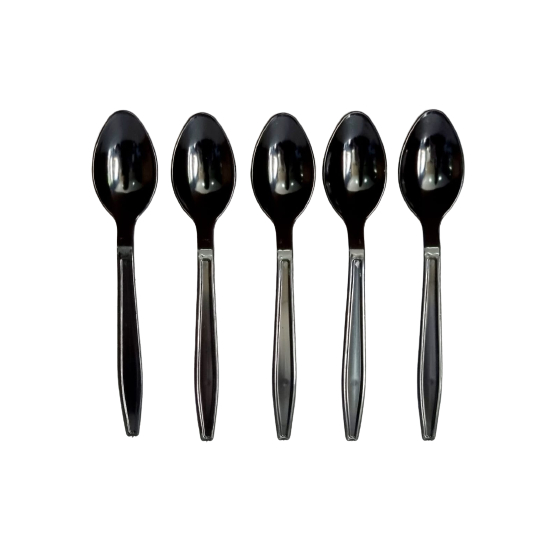 Kit 50 Colher Descartável Reforçada Caldos E Sopas Preto