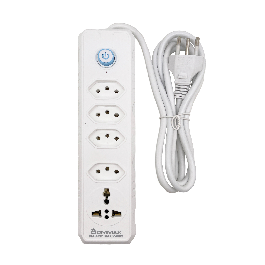 Régua Extensão Filtro de Linha 4 Tomadas 1 Universal 2m - Bommax