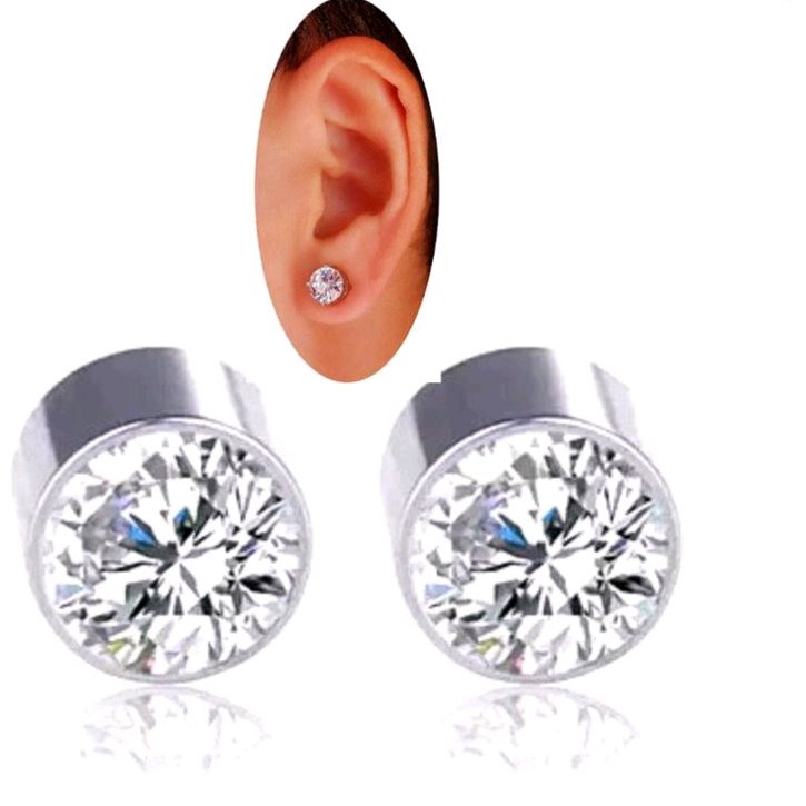 2 Brinco de Pressão Magnético Unissex Prata O Par em Oferta na Shopee