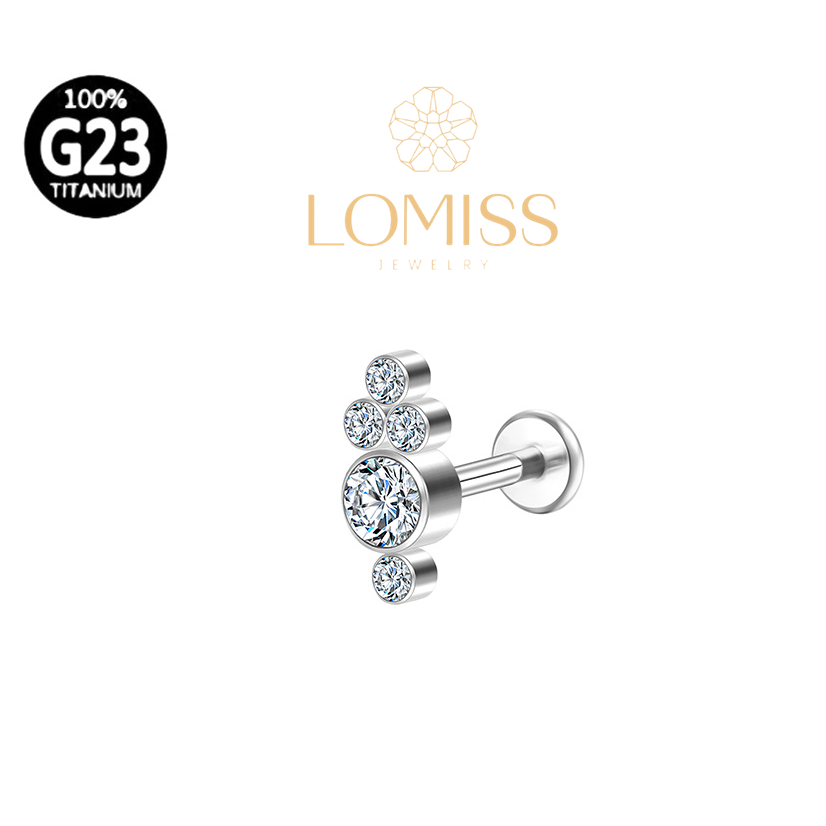 Piercing Labret Helix Tragus Conch Boca-Medusa Titânio G23 5 Zircônias Lomiss piercing - Fashion Accessories