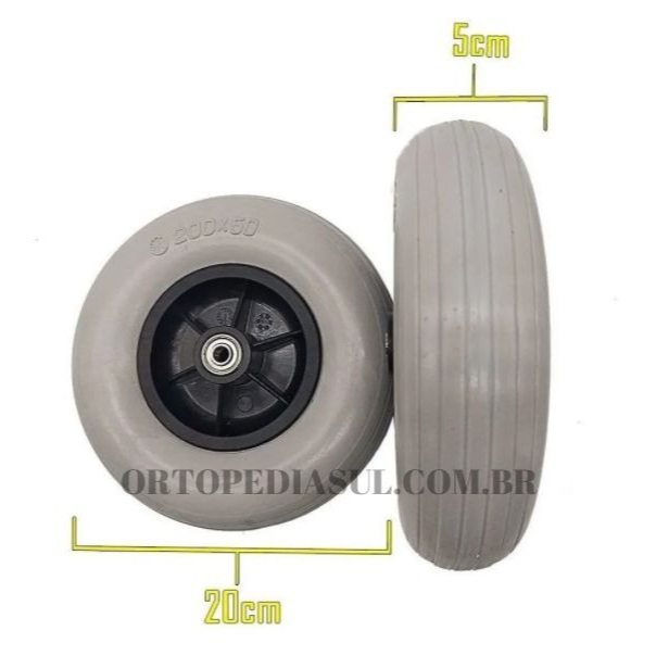 RODA 200X50 MACIÇA PARA CADEIRA DE RODAS ORTOBRAS TAMBÉM COMPATIVEL COM OUTRAS MARCAS