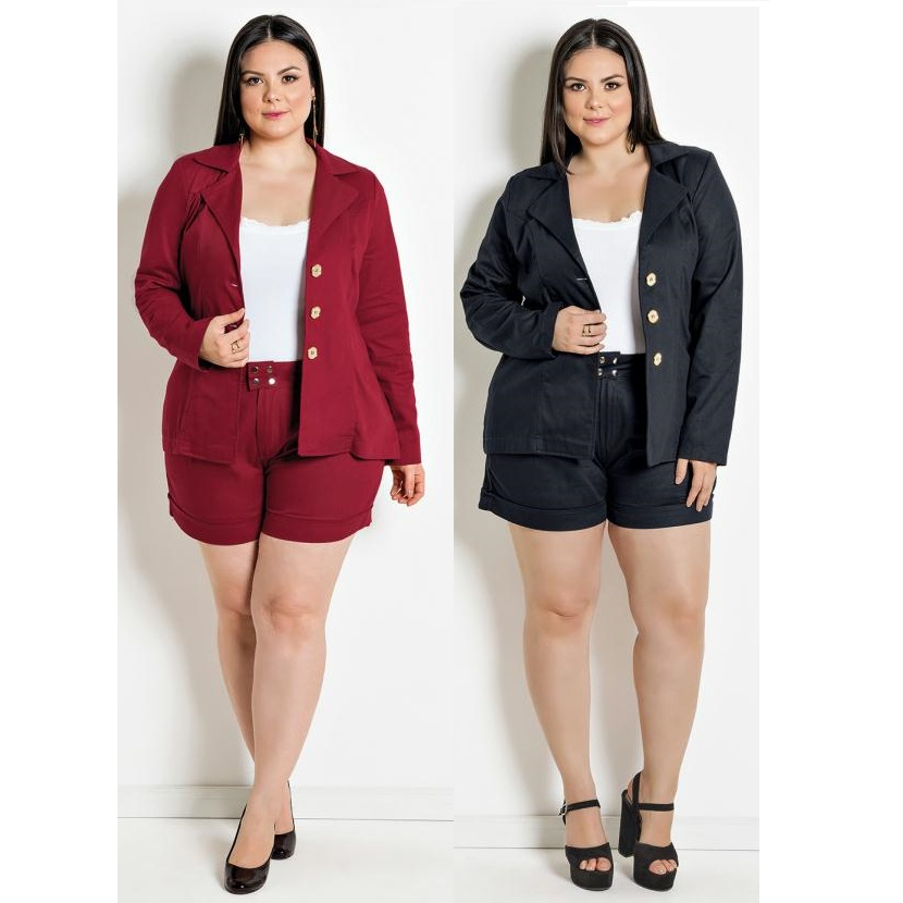 Blazer Feminino Plus Size Tamanhos Grandes Casaco Social Meia Estação Lançamento