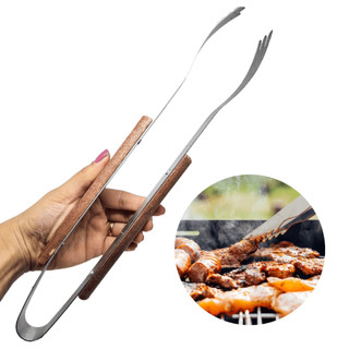 Pegador Churrasco Tramontina Grande Aço Inox Cabo De Madeira Alta Qualidade Tramontina em Oferta na Shopee