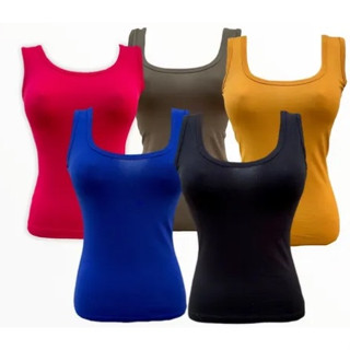 KIT 5 Blusinhas Femininas de Alça Grossa Básica Viscolycra promoção