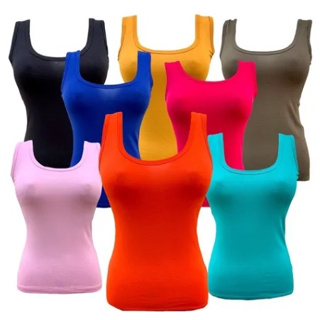 KIT 5 Blusinhas Femininas de Alça Grossa Básica Viscolycra promoção em Oferta na Shopee