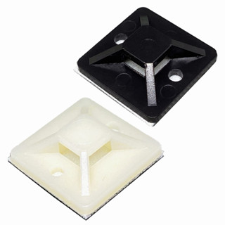 Fixador Auto Adesivo 25x25mm Para Abraçadeiras Organizador de Cabos e Fios com Adesivo Dupla Face - Branco Ou Preto - 50 un
