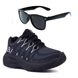 Tenis Infantil Meninos Casual Preto Preto + Óculos Atacadão da Emoção em Oferta na Shopee
