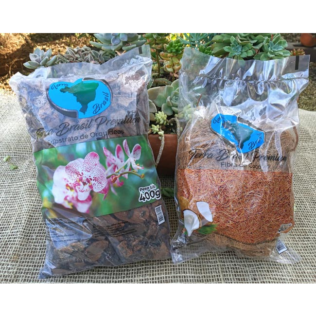 KIT 1 Substrato Para Orquídeas com Casca de Pinus e Carvão + 1 Fibra de Coco Original