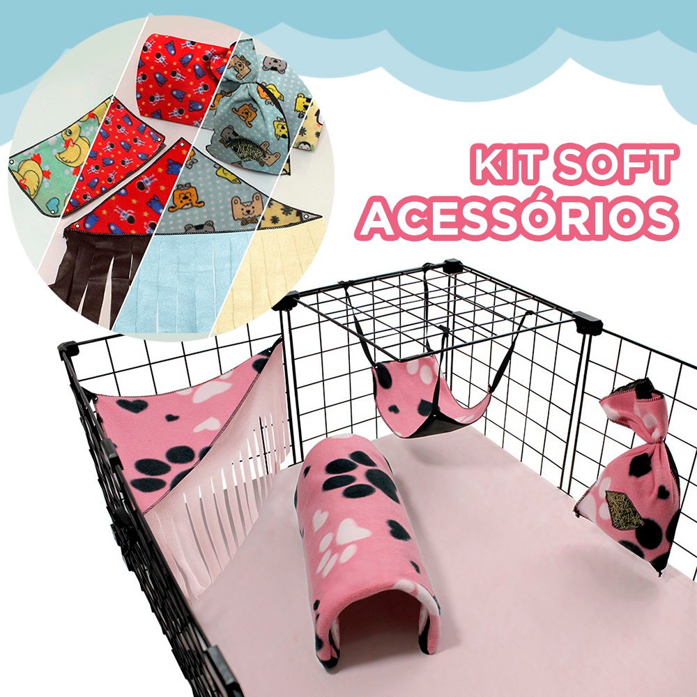 Acessórios para cercado Porquinho da Índia Coelho Toca Rede Porta Feno Tenda de Soft