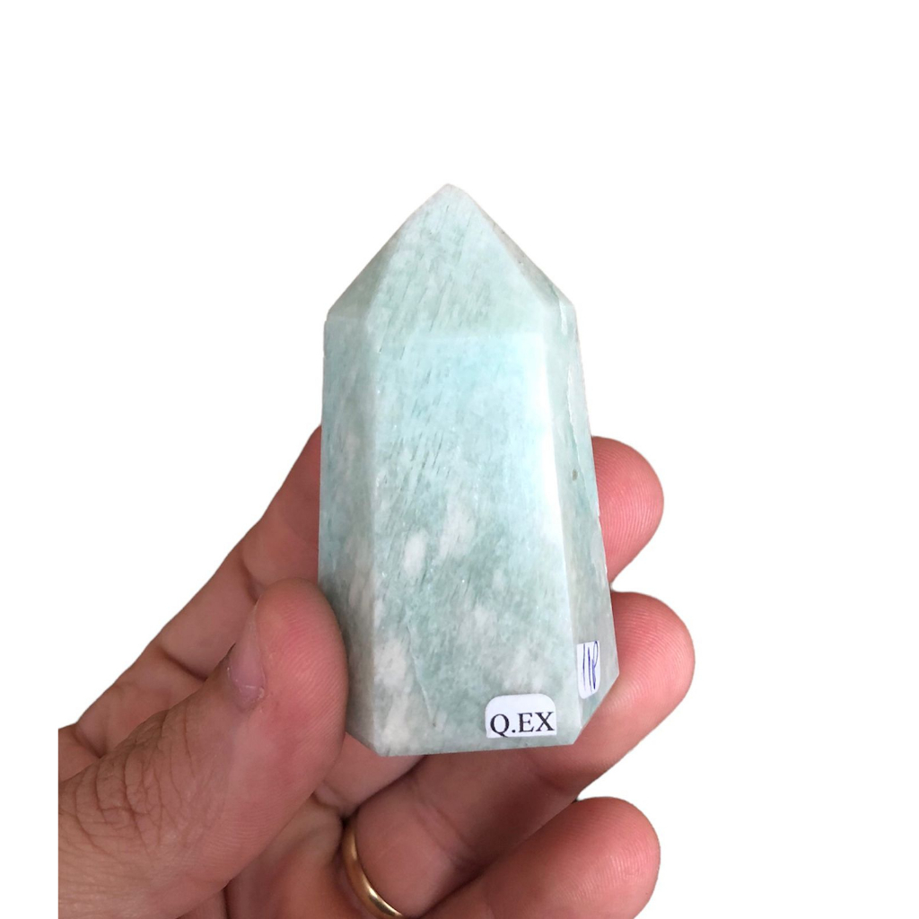 Cristal Ponta Polida De Amazonita Verde Pedra Natural Esoterismo Promoção