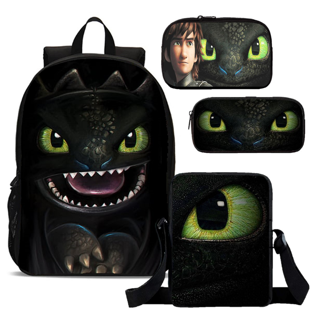Kit Escolar Mochila Lancheira e Dois Estampa Banguela Como Treinar o seu dragão