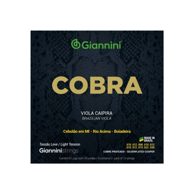 Encordoamento Corda Giannini Viola Caipira Cobra Cobre Prateado Leve - GESVL