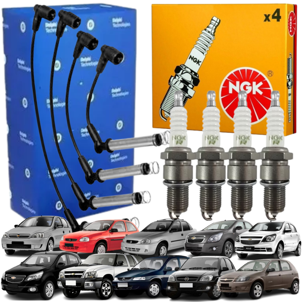 Kit Jogo Cabo E Vela De Ignição Original Corsa Celta Agile Cobalt Classic em Oferta na Shopee