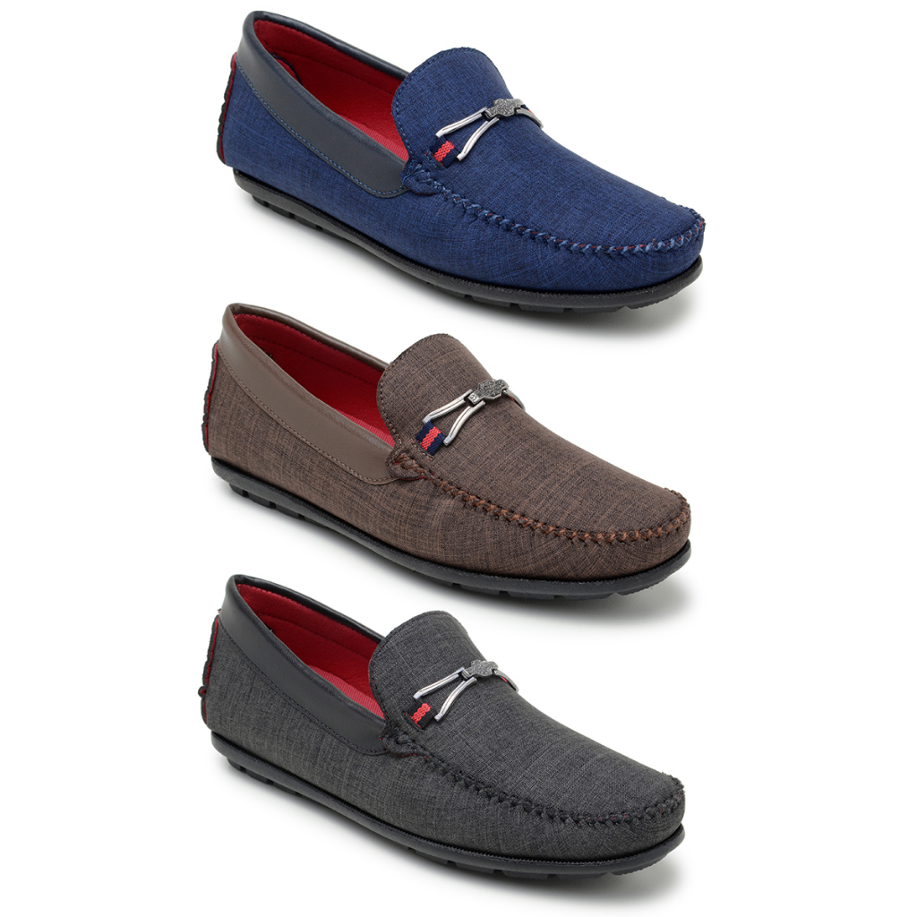 Kit 3 Pares Sapato Social Mocassim Masculino Verão Dirigir Solado De Borracha Colado e Costurado
