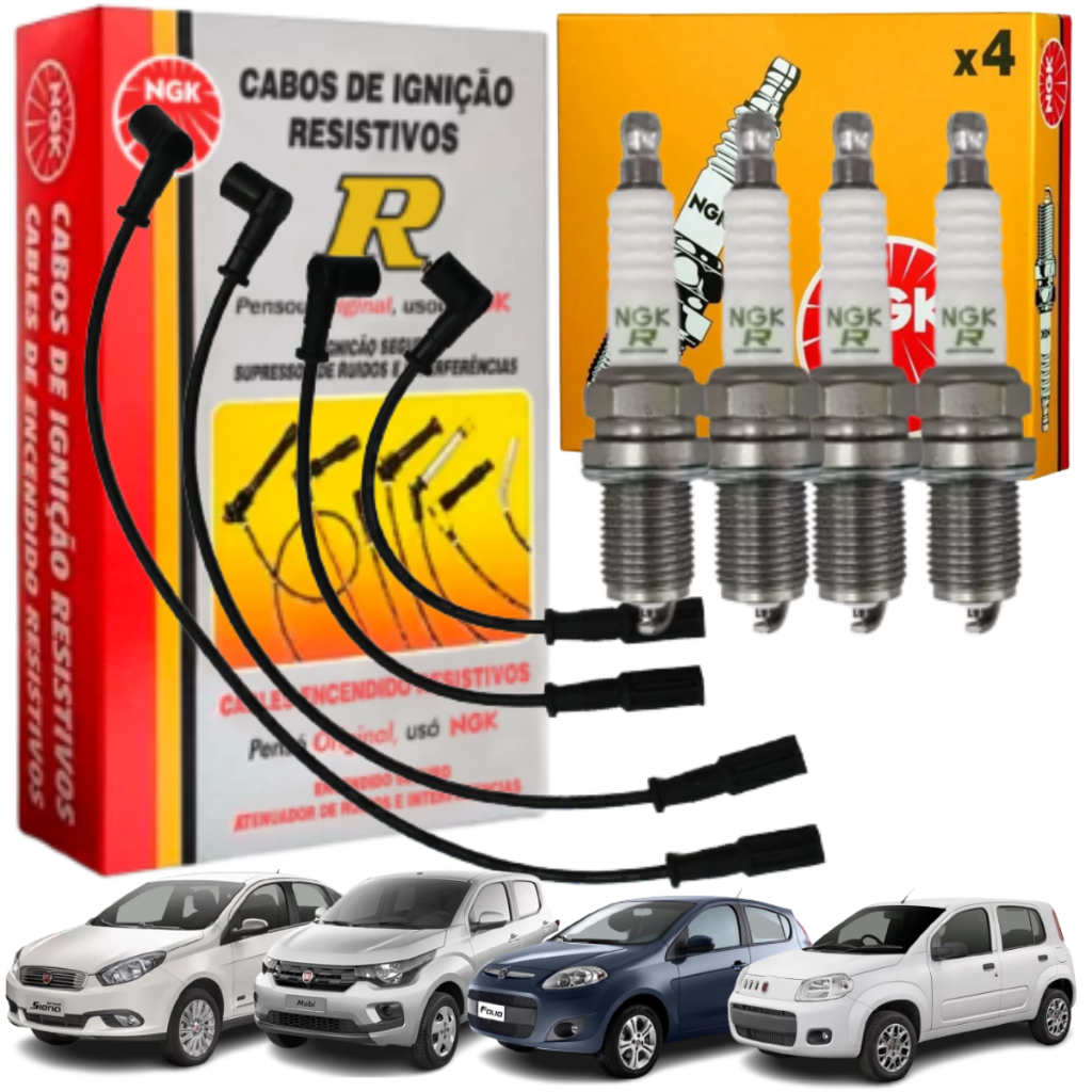 Kit Jogo Cabo E Vela De Ignição Original Fiat Uno Palio Mobi Grand Siena em Oferta na Shopee