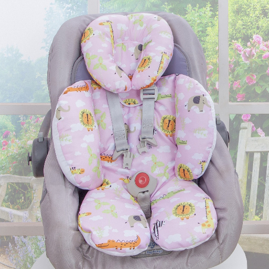Apoio De Corpo Redutor De Bebe Conforto 2 Peças Safari Rosa