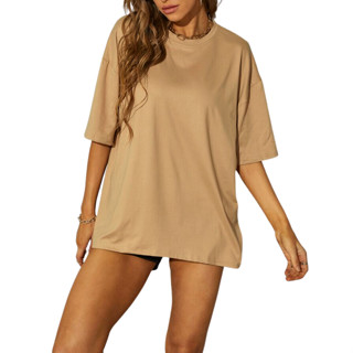 Camiseta Feminina Oversized Lisa Sem estampa Varias cores - Tecido Super confortável, reforço na gola