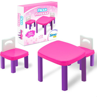 Mesinha Mesa Didática Infantil Princesa com 2 Cadeiras - Menina Rosa