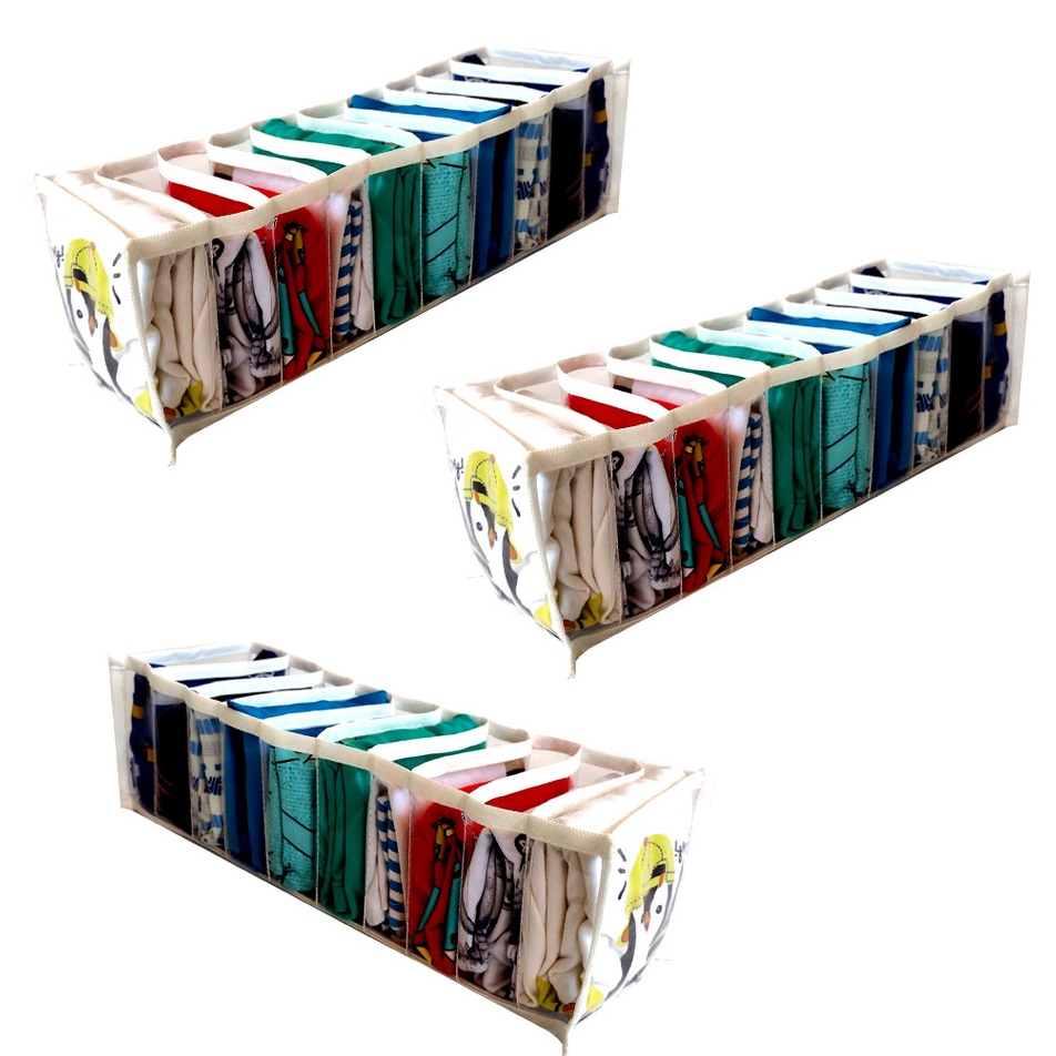 kit 3 Organizador De Gavetas para calcinha 10x12x35cm Branco - Organizamais 3P