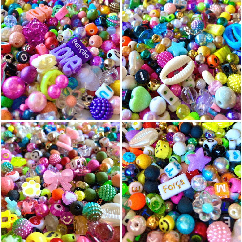 Kit Miçangas MIX Artesanato Pulseira Infantil Sortidas Contas Entremeio Bola em Oferta na Shopee