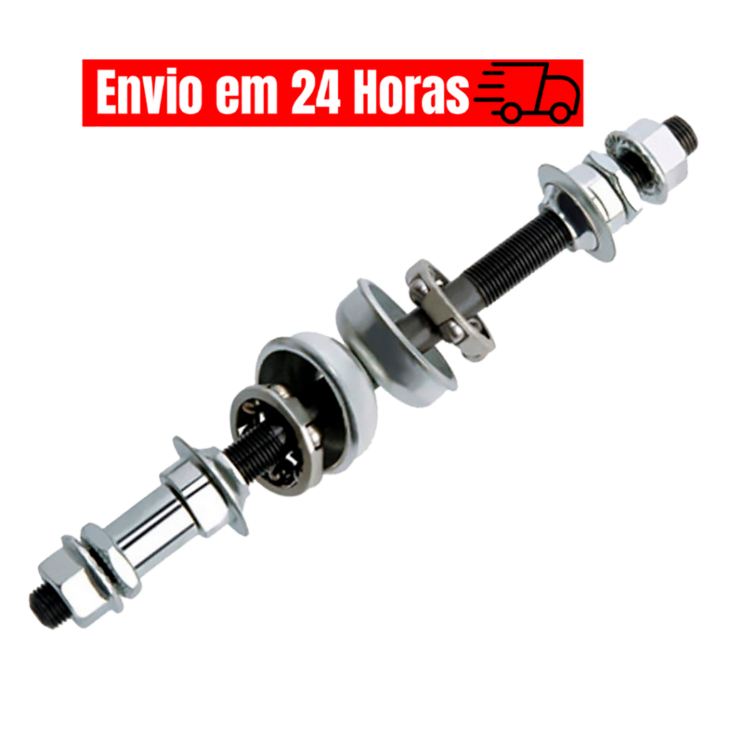 Eixo Traseiro Bike Completo Bicicleta 175mm C/Colares de Esferas e Bacias