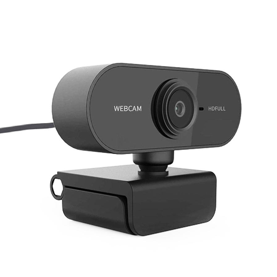 Webcam 1080P com microfone e capa de privacidade, câmera USB para webcam, webcam de streaming HD para desktop e laptop PC com microfone base rotativo de 360 graus (Black)