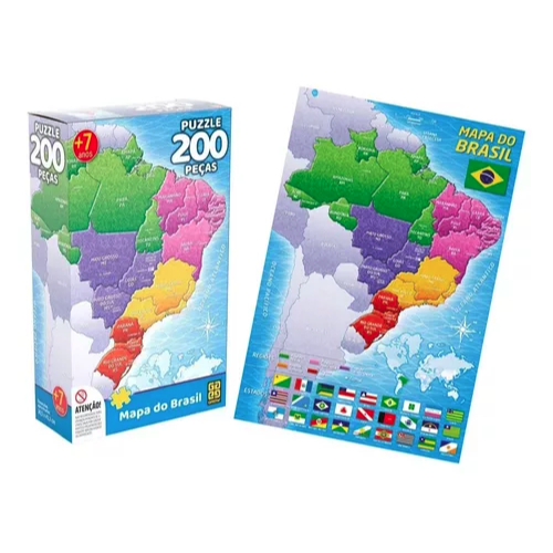 Quebra Cabeça de 200 Peças Mapa do Brasil - Grow 3936 em Oferta na Shopee
