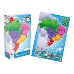 Quebra Cabeça de 200 Peças Mapa do Brasil - Grow 3936