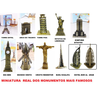 1 Estatueta MONUMENTO MINIATURA  METAL BRONZE                             Torre Eiffel    Estatueta da Liberdade     Empire States  Arco Triunfo   Cristo Redentor Torre Pisa Moinho escultura bronze