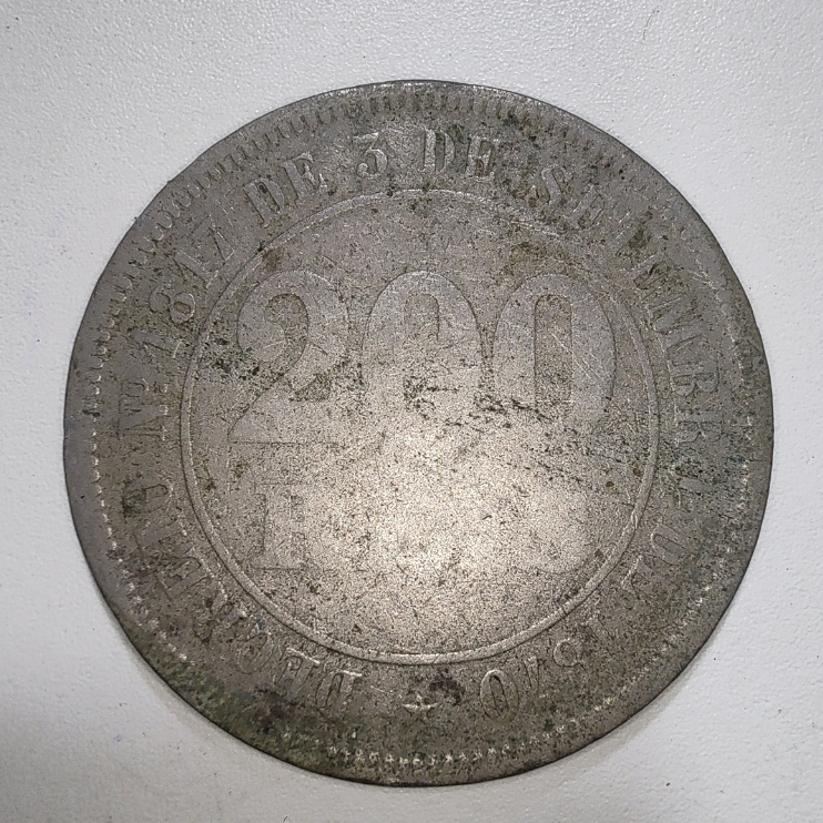Escassa Moeda de 200 Réis de 1875 (Cuproníquel - Brasão do Império)