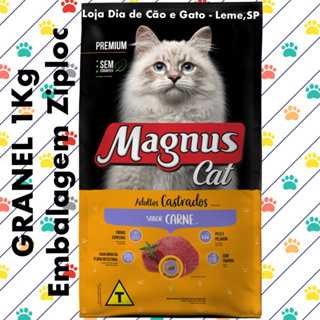 GRANEL 1Kg - Magnus Cat Premium Gatos Adultos Castrados Carne em Oferta na Shopee