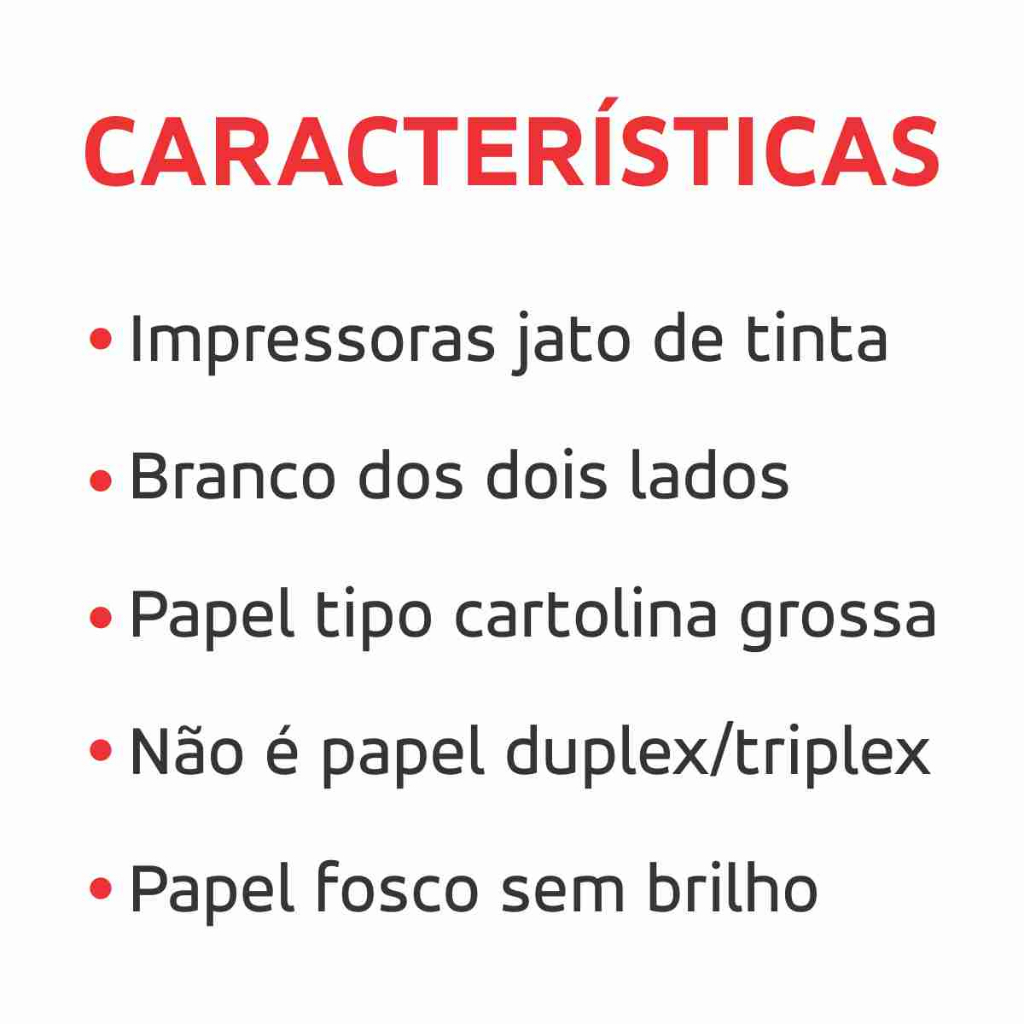 Papel Sulfite Offset 240g A4, 50 Folhas, Tamanho 21x29,7cm, Branco Grosso Cartolina