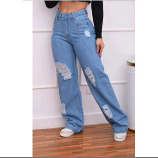 Calça Jeans Wide Leg Pantalona Jeans Moda Gringa