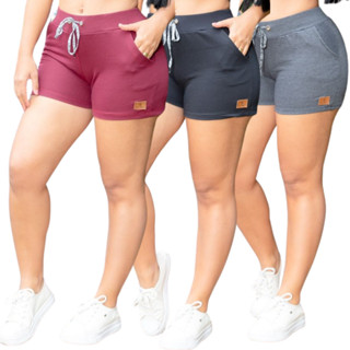 Shorts Feminino Moletinho Academia Casual Com Elástico Na Cintura