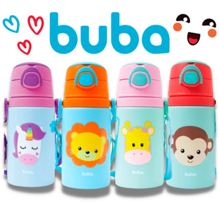 Garrafinha De Água Infantil Garrafa infantil Bebê Buba C/ Canudo de Silicone Aço Inoxidáve...