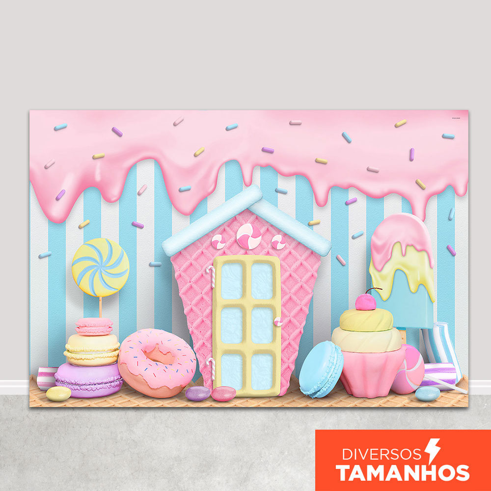 Fundo Fotográfico Infantil Cenário Docinhos Em Tecido Sublimado Painel para Fotos em Oferta na Shopee