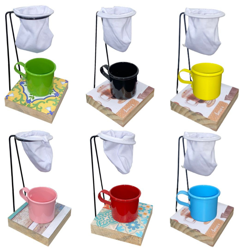 Kit Café Gourmet Refil De Pano C/ Caneca 90 Ml Coador Mini