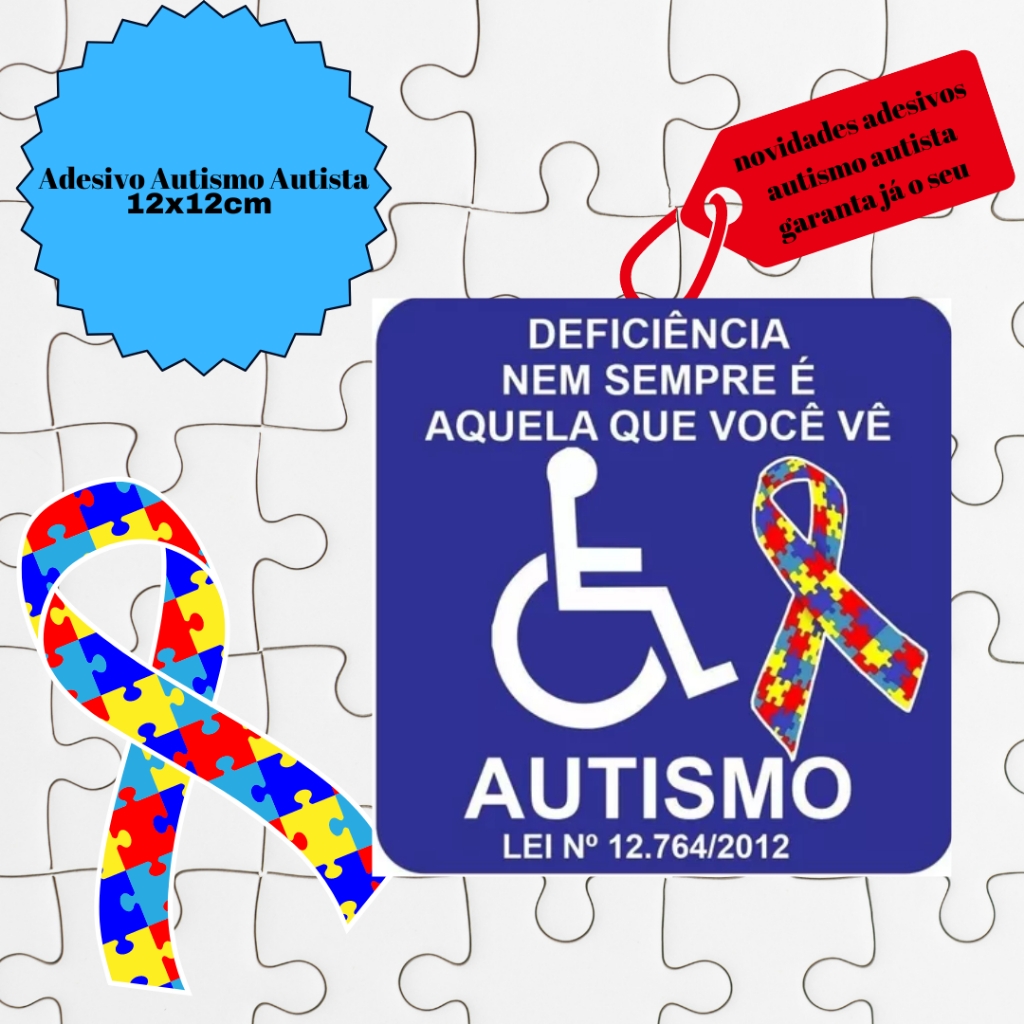 Adesivo Autismo Autista Externo Carro Pcd Lei 12.764 12x12cm em Oferta na Shopee