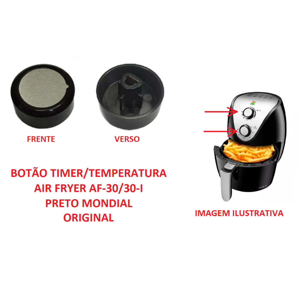 BOTAO TIMER/TEMPERATURA AIRFRYER AF-30/30-I PRETO  MONDIAL