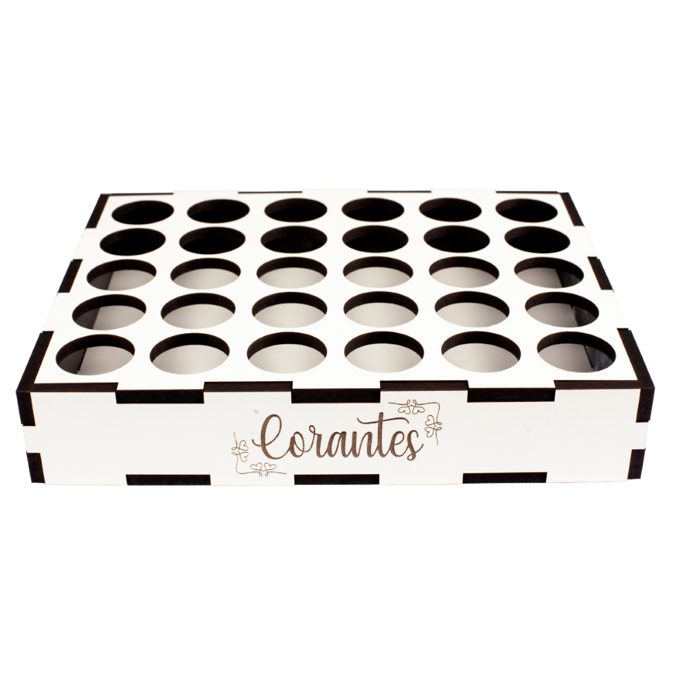 Porta Corante em MDF 6mm Para Confeitaria Alta Qualidade com 30 Furos
