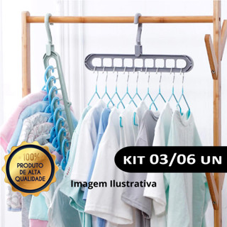 Cabide Mágico Organizador 9 Furos Multi-Dobrável Cabideiro Organizador