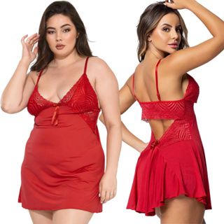 Camisola Plus Size 48 50 Sexy com Calcinha Renda Regulável Feminina Renda Sensual Linha Noite Lingerie em Oferta na Shopee
